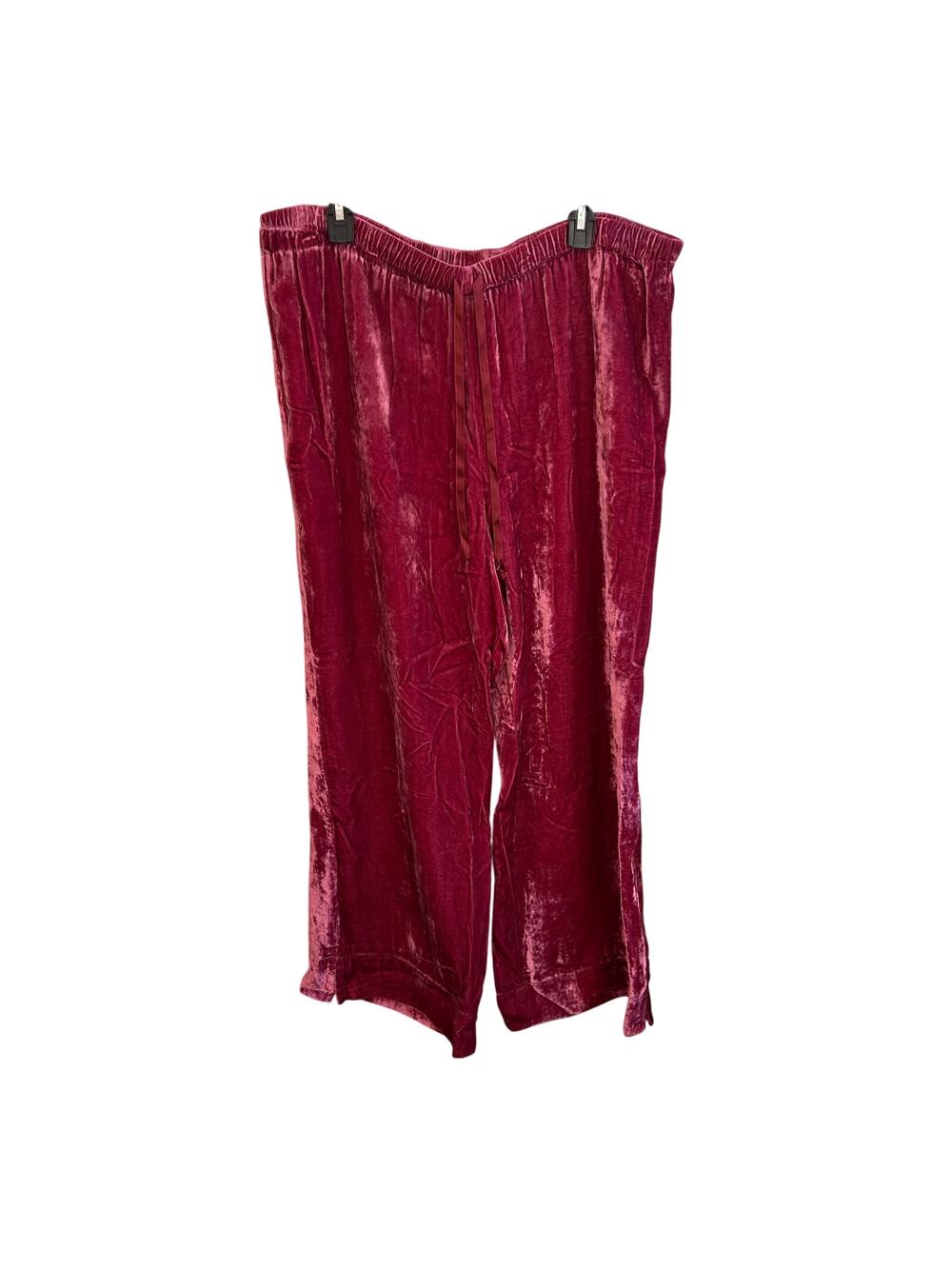 Soft Surroundings Velvet Wide Leg Pants Tie Waist Lounge XL Crushed Velvet